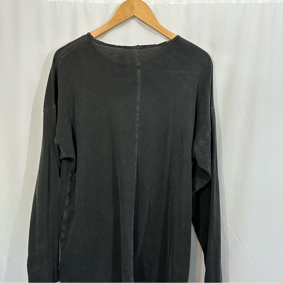 Free People Long Sleeve Cotton Relaxed Fit Top in Washed Black - Picture 7 of 11